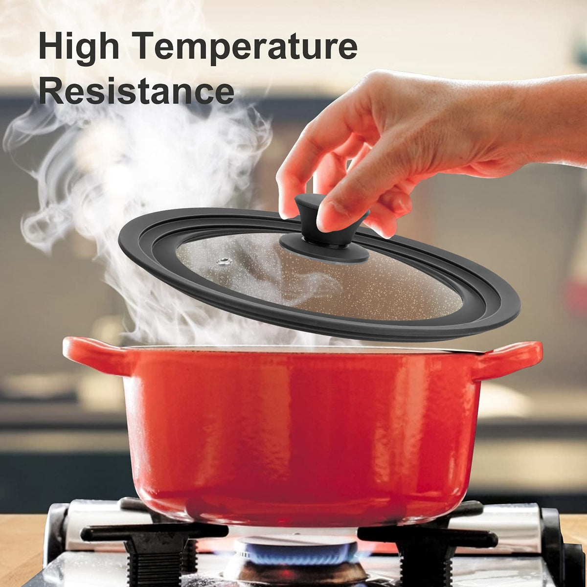 Tempered Glass Universal Lid with Silicone Rim for 10" - 12" Cookware G8970
