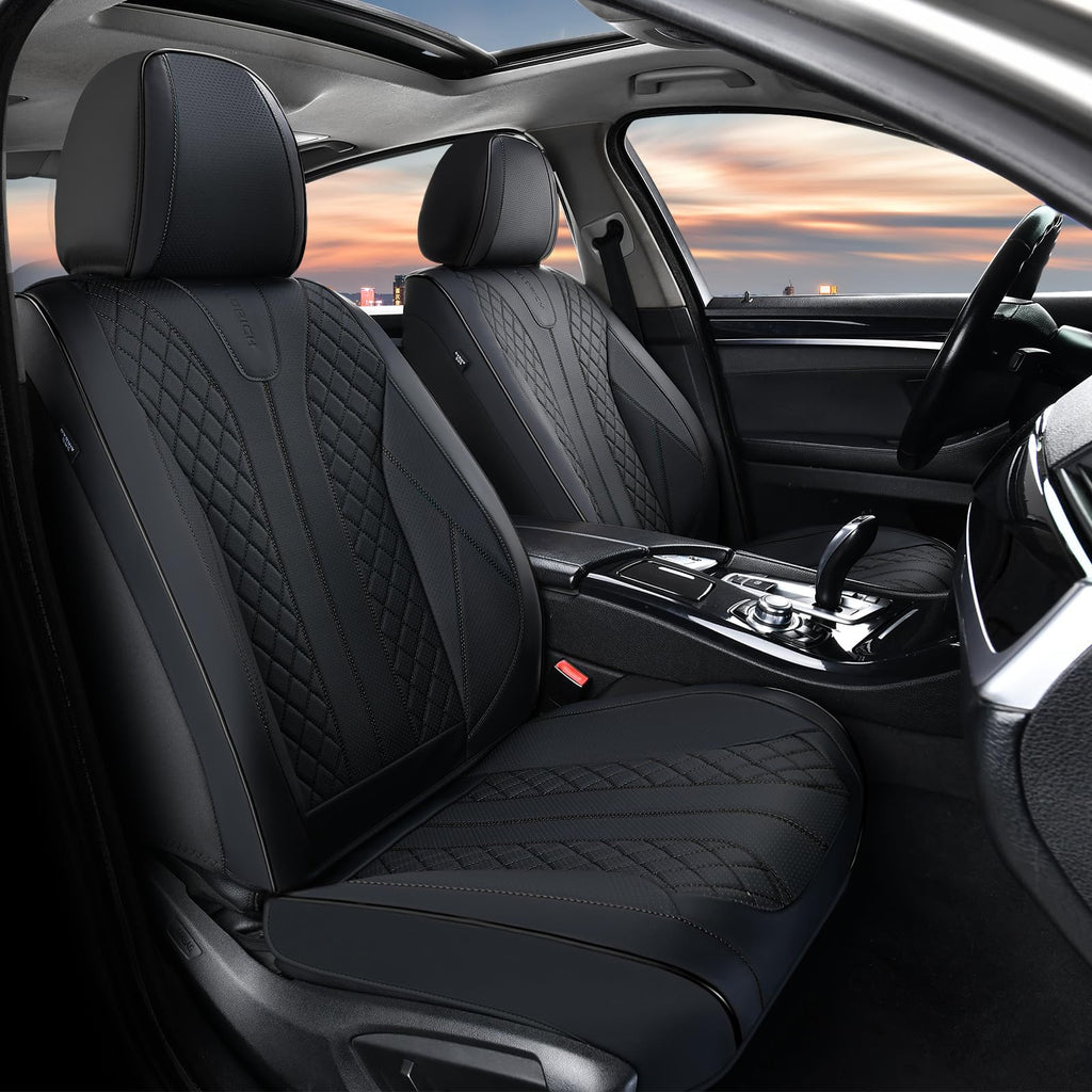 Black Leather Full Set Waterproof Car Seat Covers L82266
