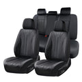 Black Leather Full Set Waterproof Car Seat Covers L82266