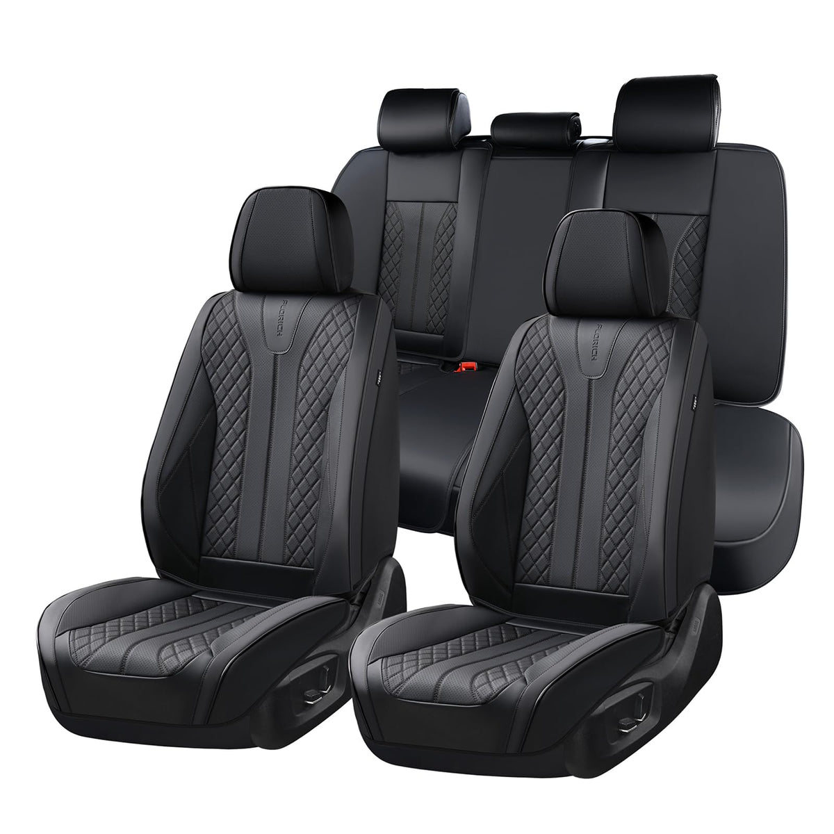 Black Leather Full Set Waterproof Car Seat Covers L82266