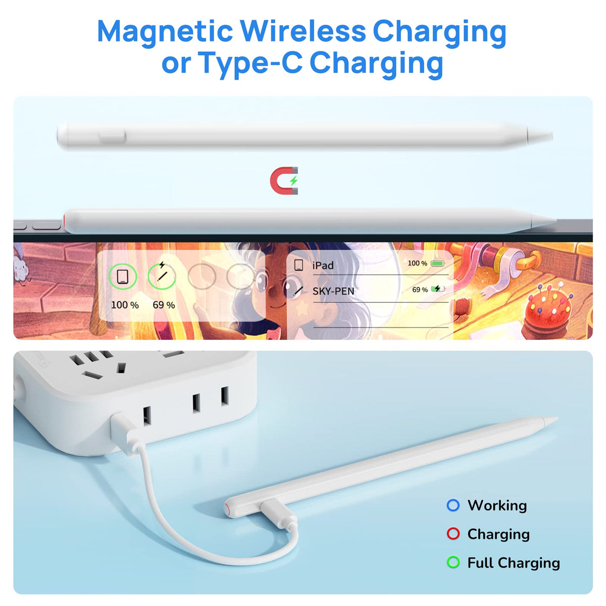 Wireless Charging Stylus Pen White P236