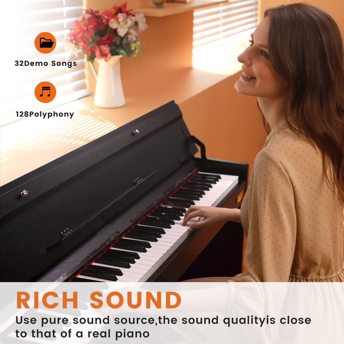 88-Key Weighted Piano with Stand, Pedals & Bench P51894
