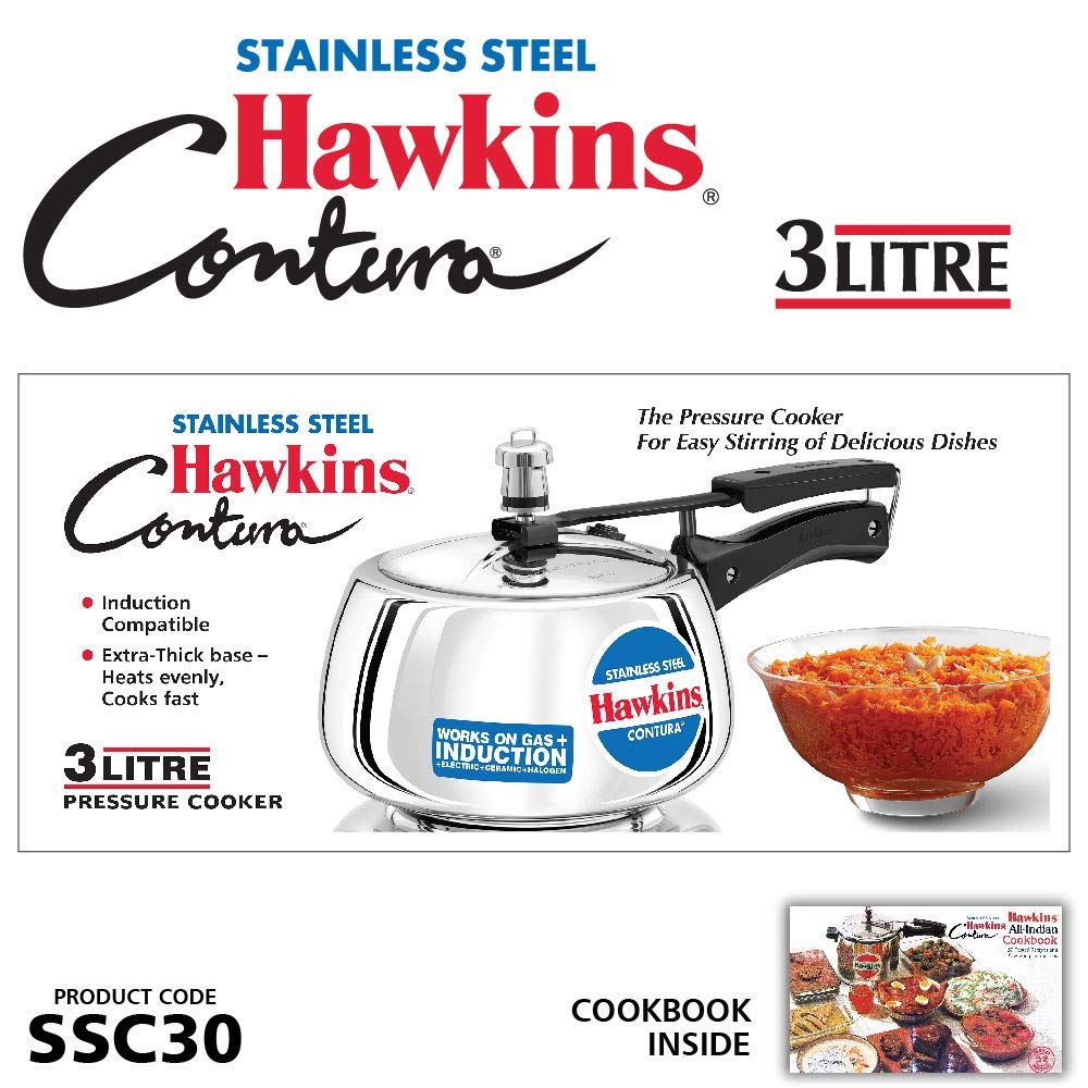 Stainless Steel Induction Gas Compatible Pressure Cooker Combo Set, Silver (1.5 litre and 3 litre) F237234