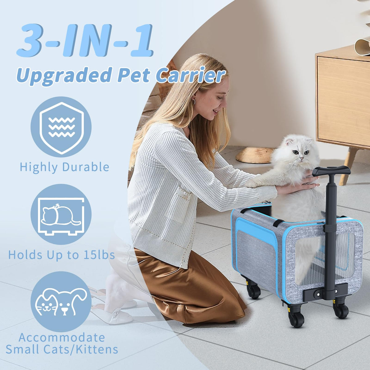 Pet Carrier with Wheels 18x11x11 V904