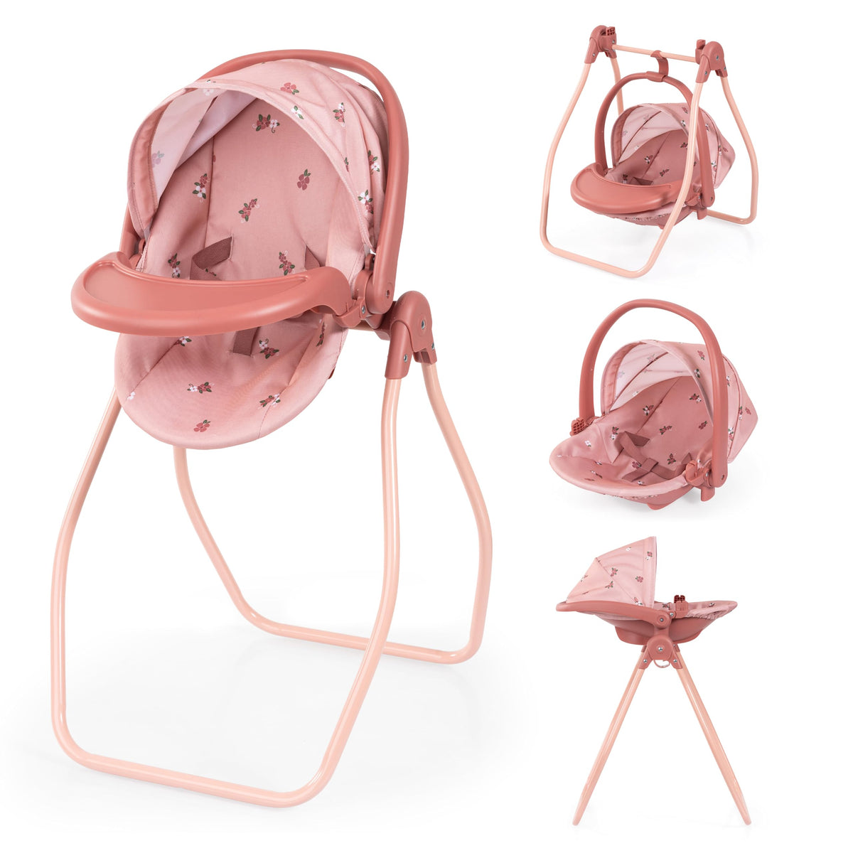 Pink Convertible Doll Highchair Swing Bed Car Seat Z242833