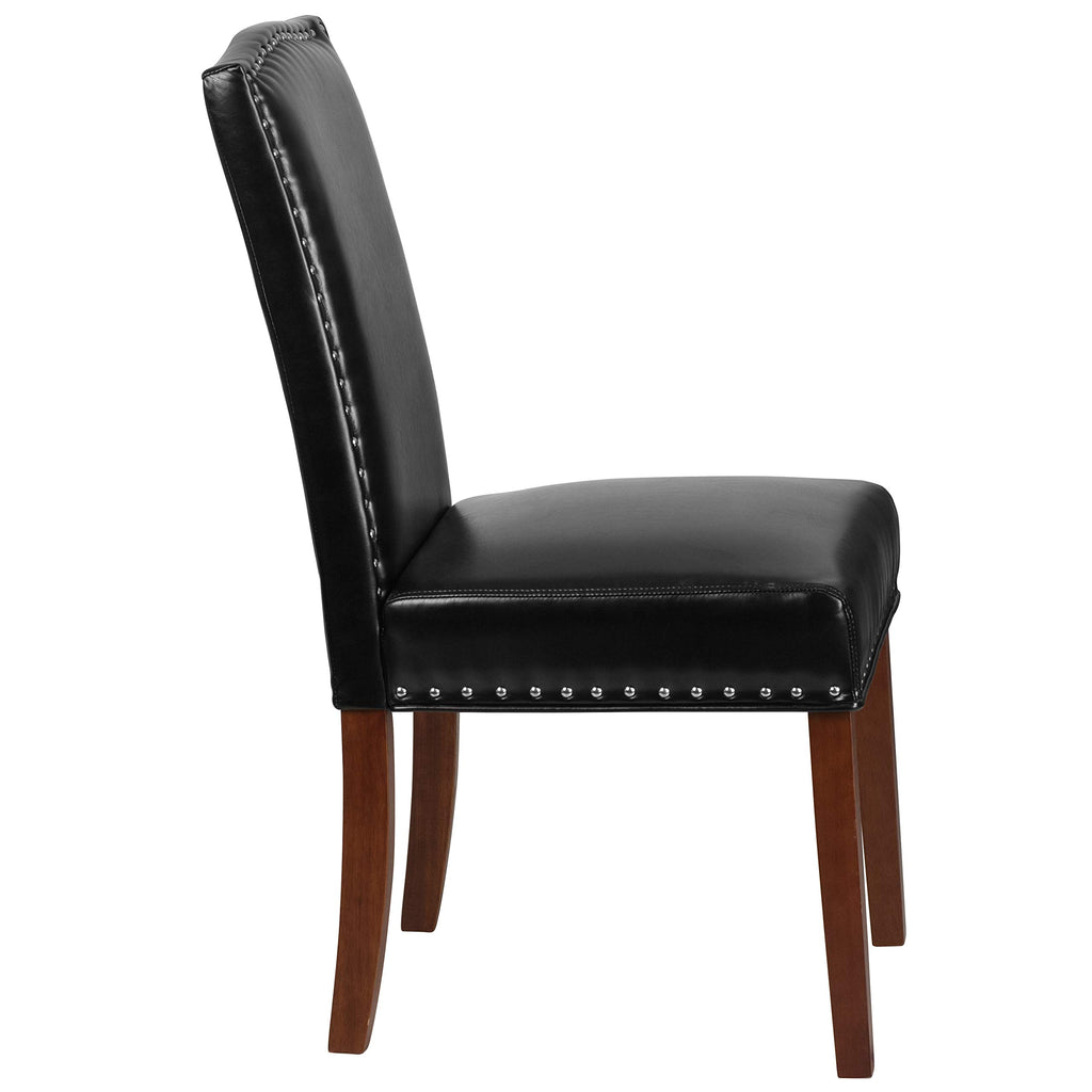 Black LeatherSoft Parsons Chair with Nail Trim C511529