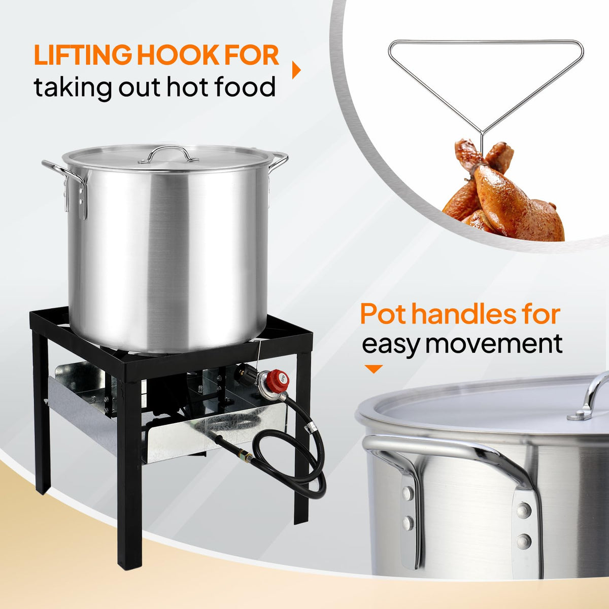 60QT Aluminum Seafood Boil Pot with Basket Y793723