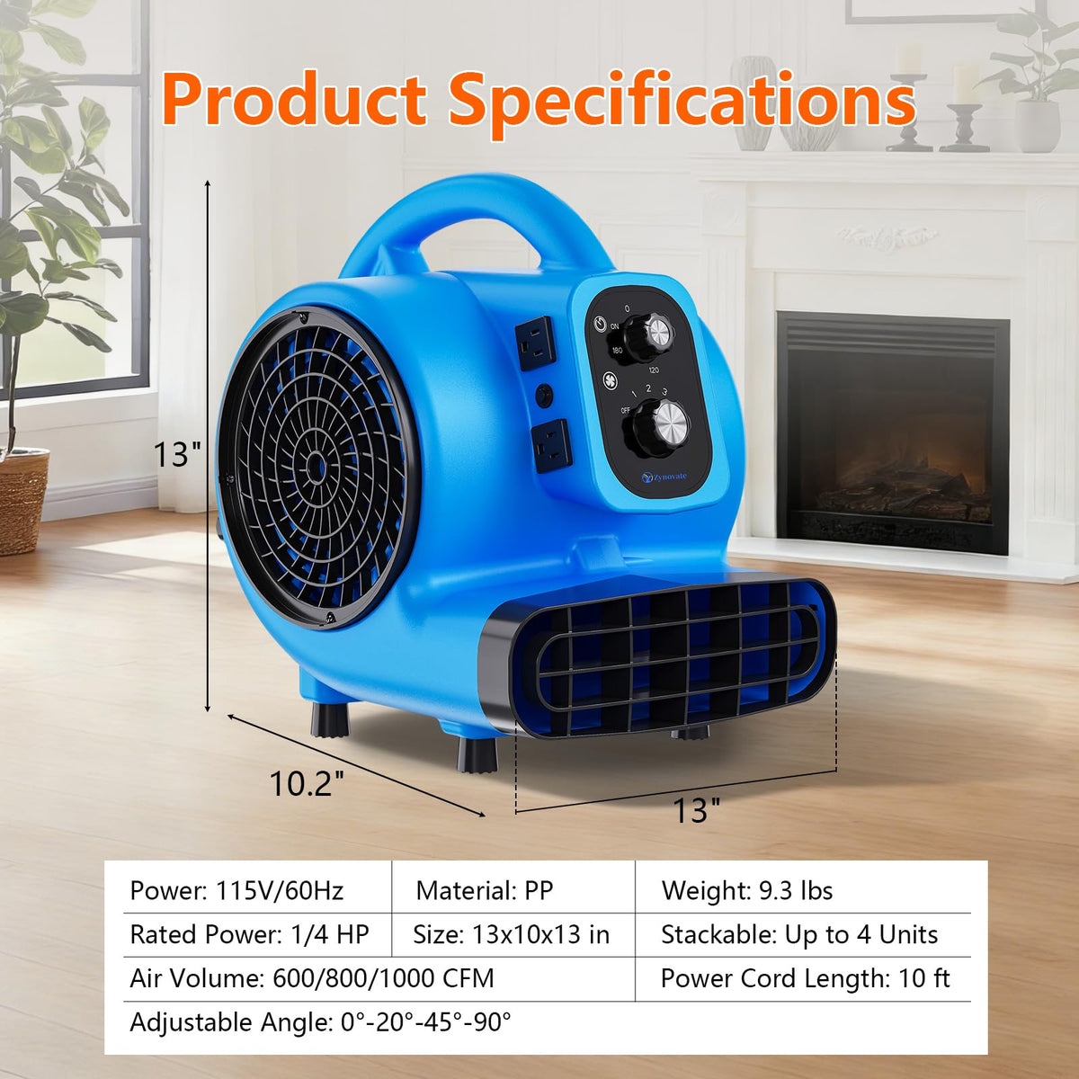 1/4 HP 1000 CFM Portable Air Mover Blower Fan Q56427