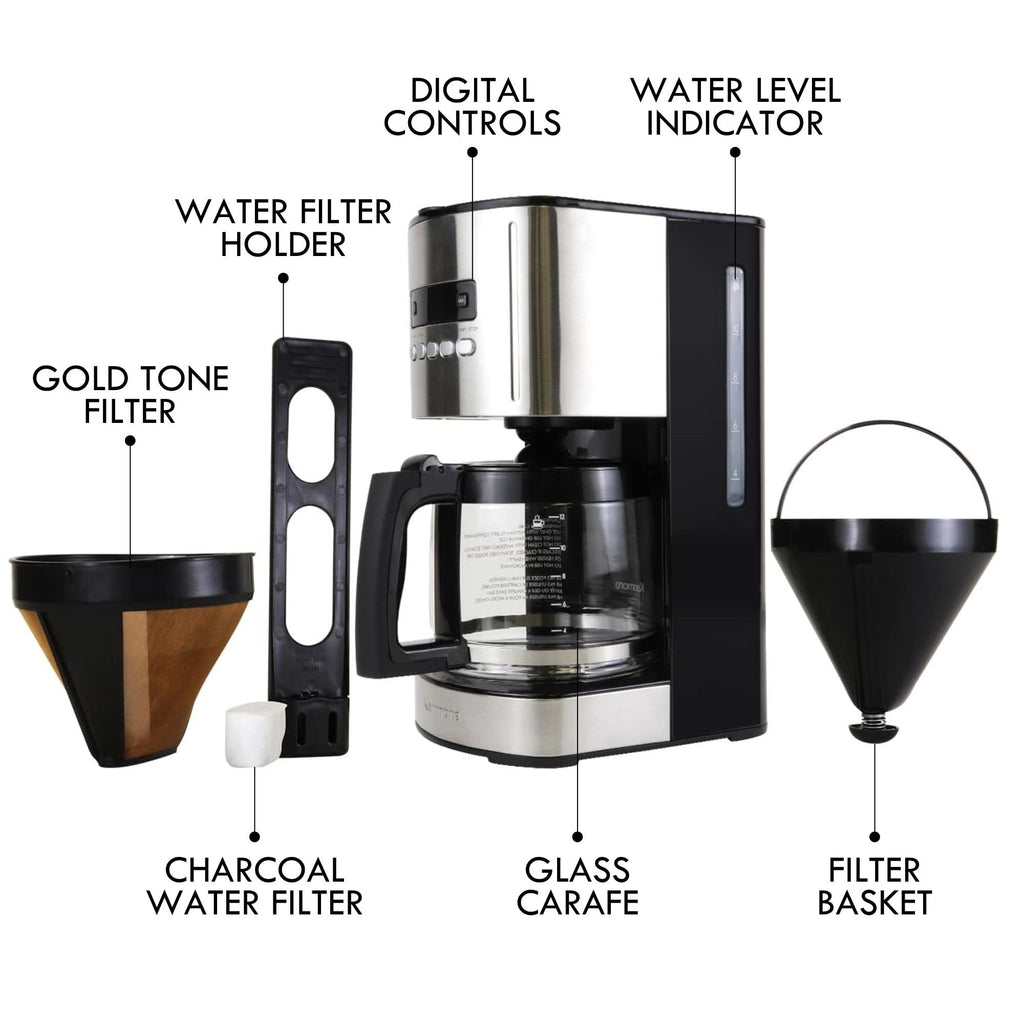 Programmable Drip Coffee Maker with Glass Pot, 12 Cup Black N2762