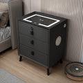 Black 3 Drawer Smart Bedside Table with LED Light and Wireless Charging B52452