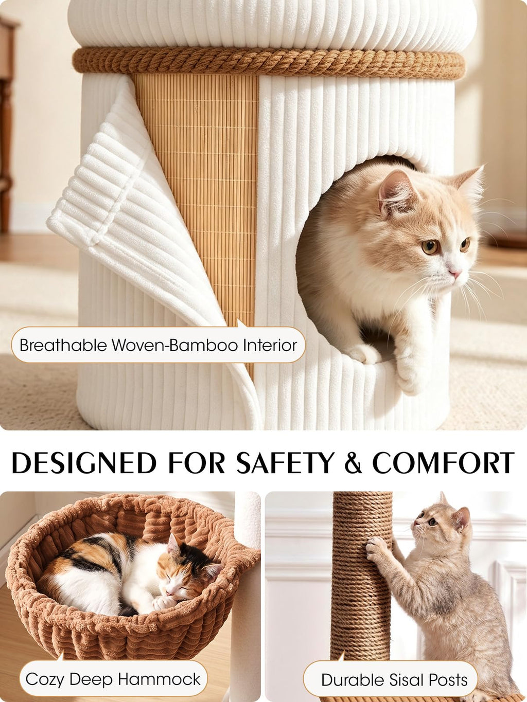 52" Corduroy Cat Tree Tower I291251