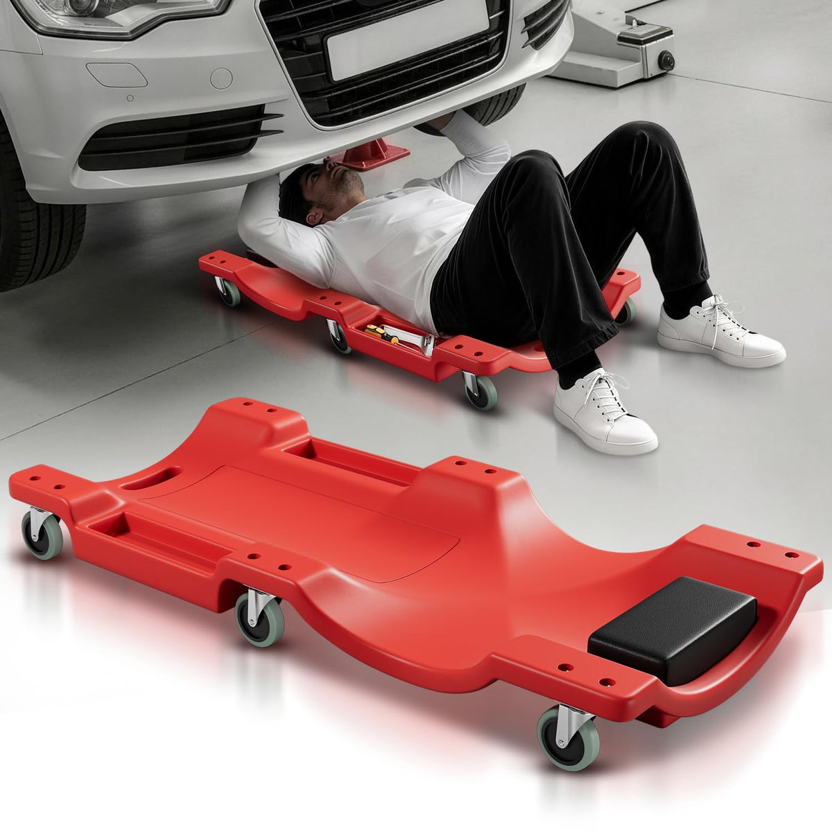 40 in Low-Profile Rolling Mechanic Creeper, Red A615036