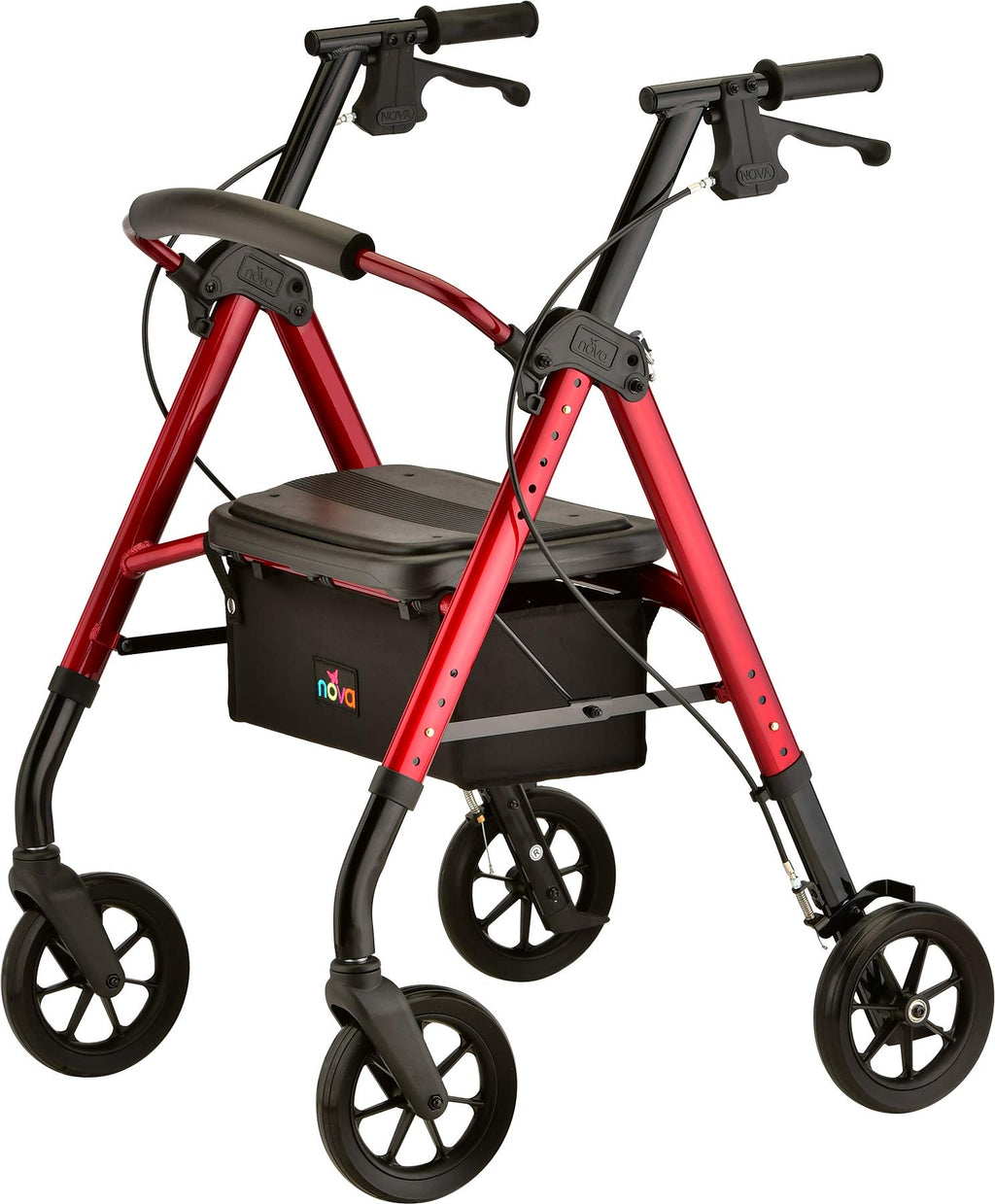 Heavy Duty Bariatric Rollator Walker, 450 lb Capacity, 8” All-Terrain Wheels, Red B568673