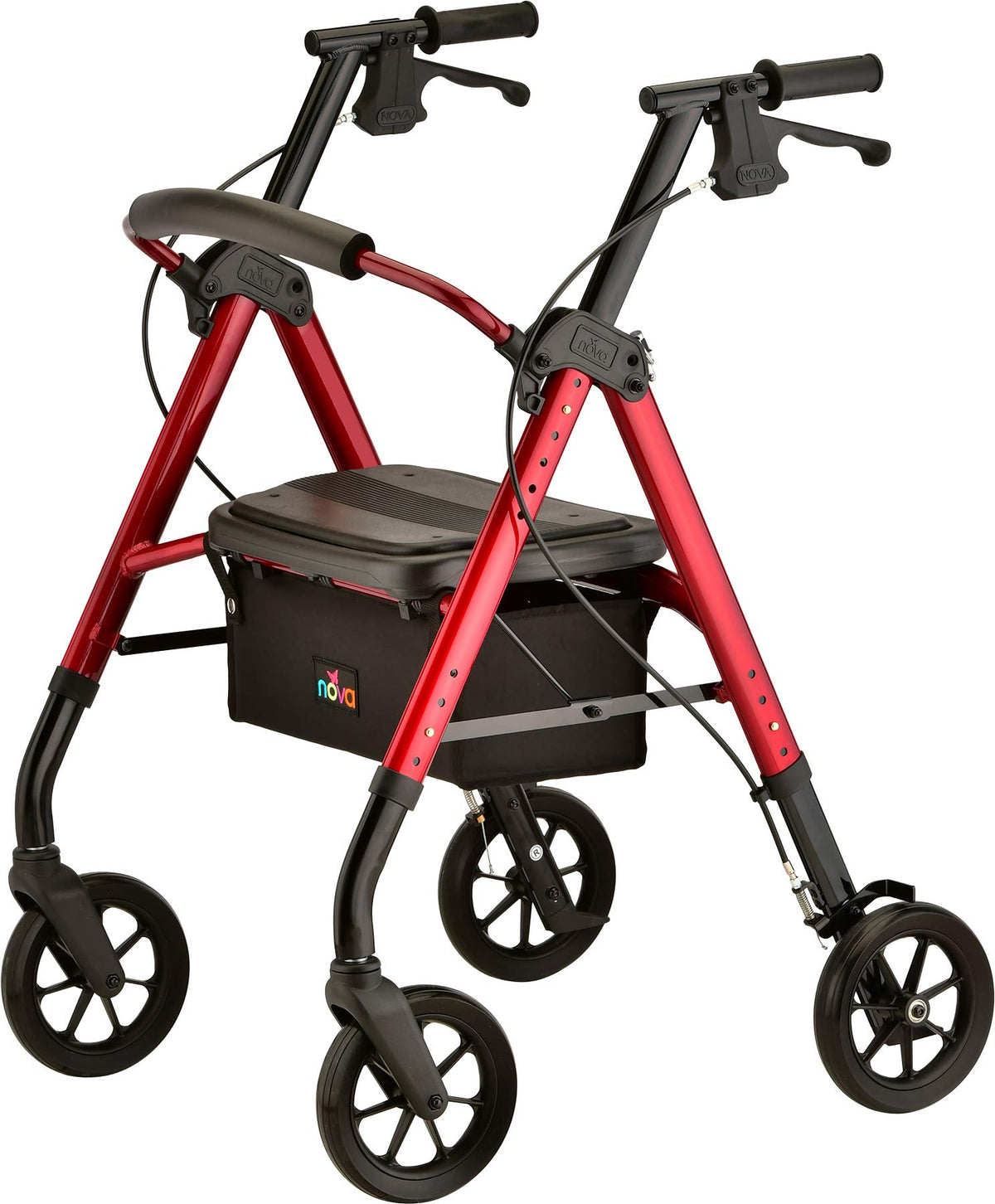 Heavy Duty Bariatric Rollator Walker, 450 lb Capacity, 8” All-Terrain Wheels, Red B568673