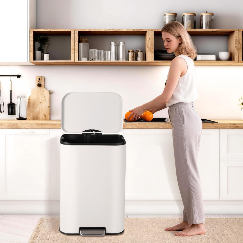 50L Stainless Steel Step Trash Can with Soft-Close Lid H57177