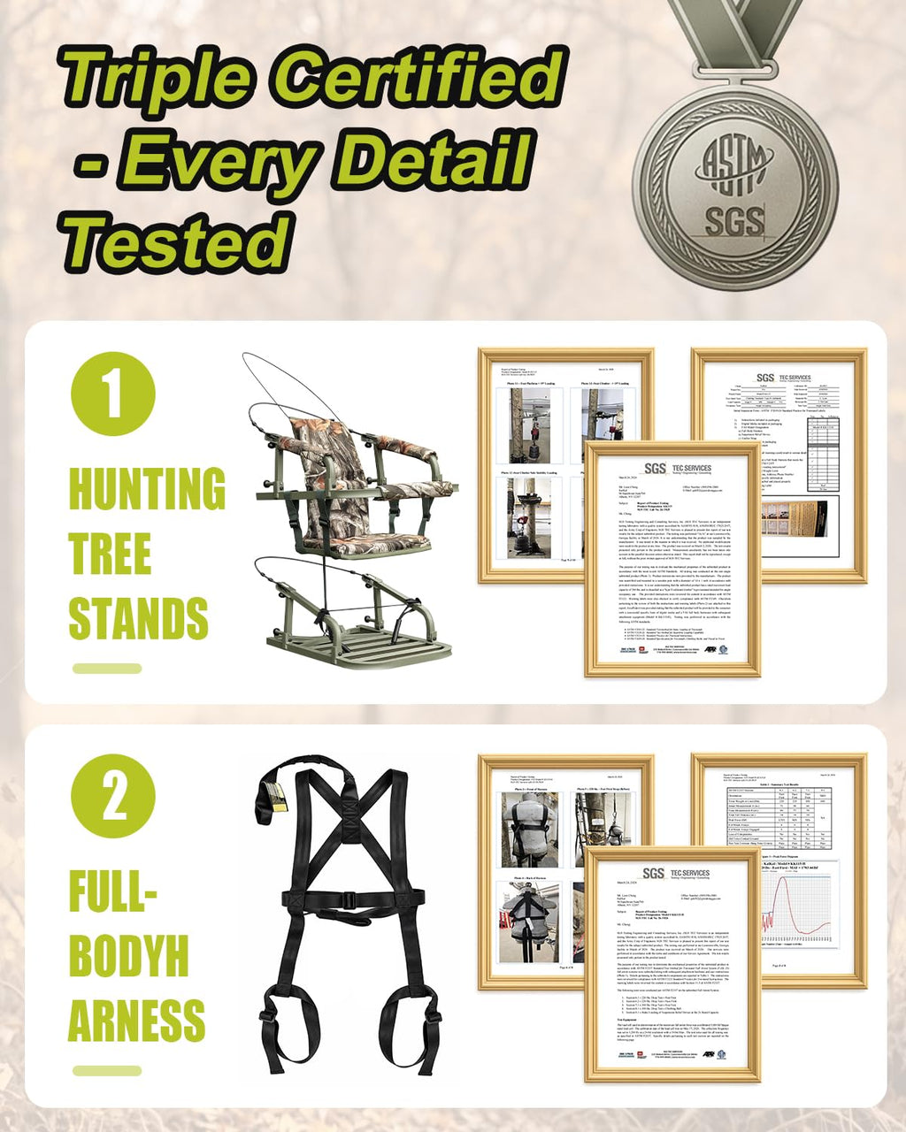 Climbing Tree Stand with Harness and Camo Seat Cushion K31303