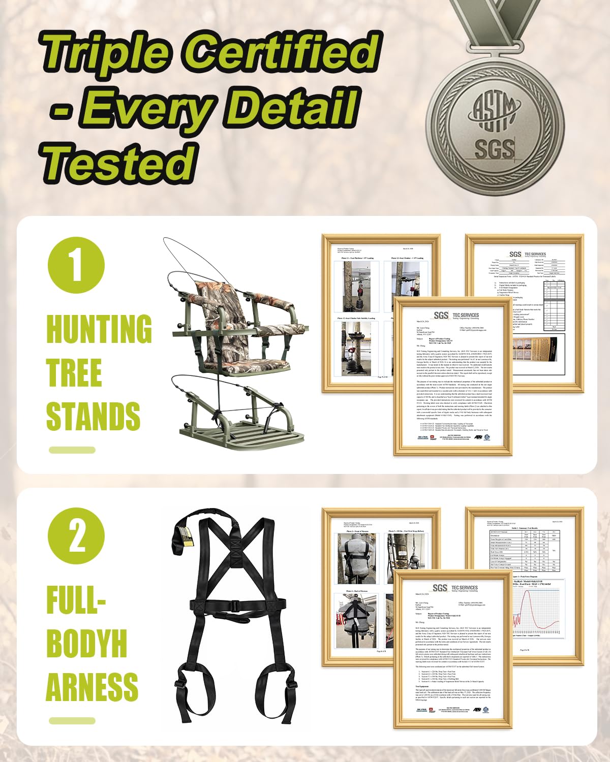 Climbing Tree Stand with Harness and Camo Seat Cushion K31303