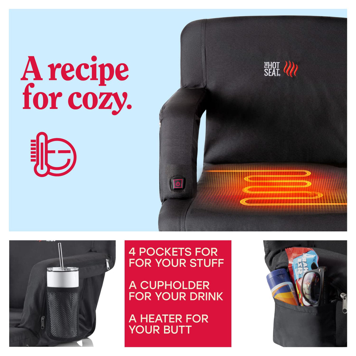 Portable Heated Stadium Seat for Bleachers S65896