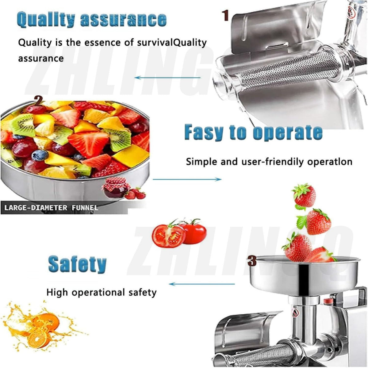 450W Electric Tomato Strainer with Funnel and Trough I31388