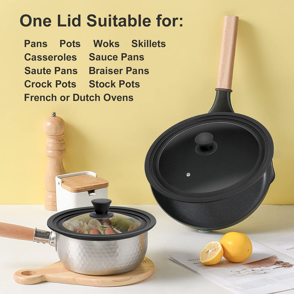 Tempered Glass Universal Lid with Silicone Rim for 10" - 12" Cookware G8970