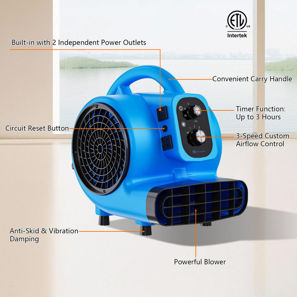 1/4 HP 1000 CFM Portable Air Mover Blower Fan Q56427
