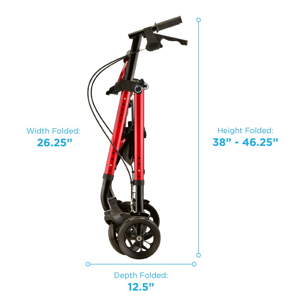 Heavy Duty Bariatric Rollator Walker, 450 lb Capacity, 8” All-Terrain Wheels, Red B568673