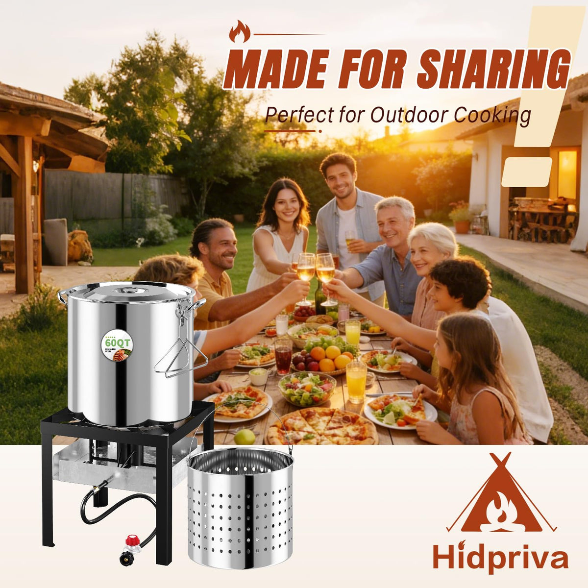 Stainless Steel 60QT Crawfish Boiler with Cover & Skimmer M848389
