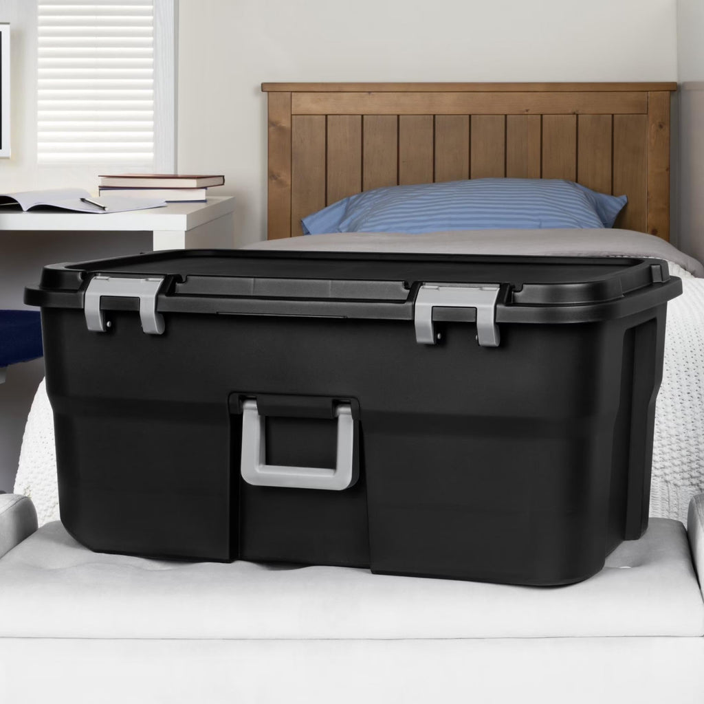 22 Gallon Black Wheeled Plastic Storage Trunk N385687