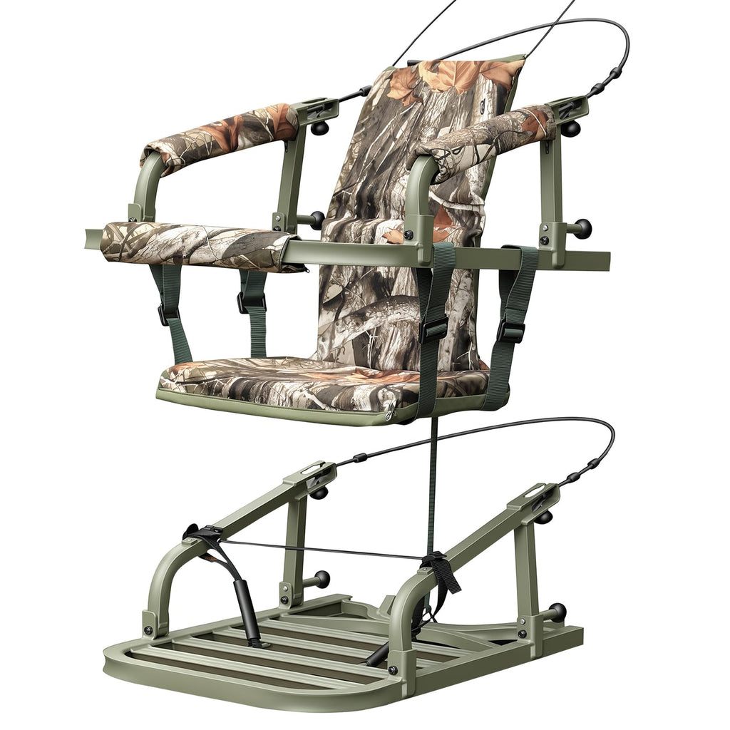 Climbing Tree Stand with Harness and Camo Seat Cushion K31303