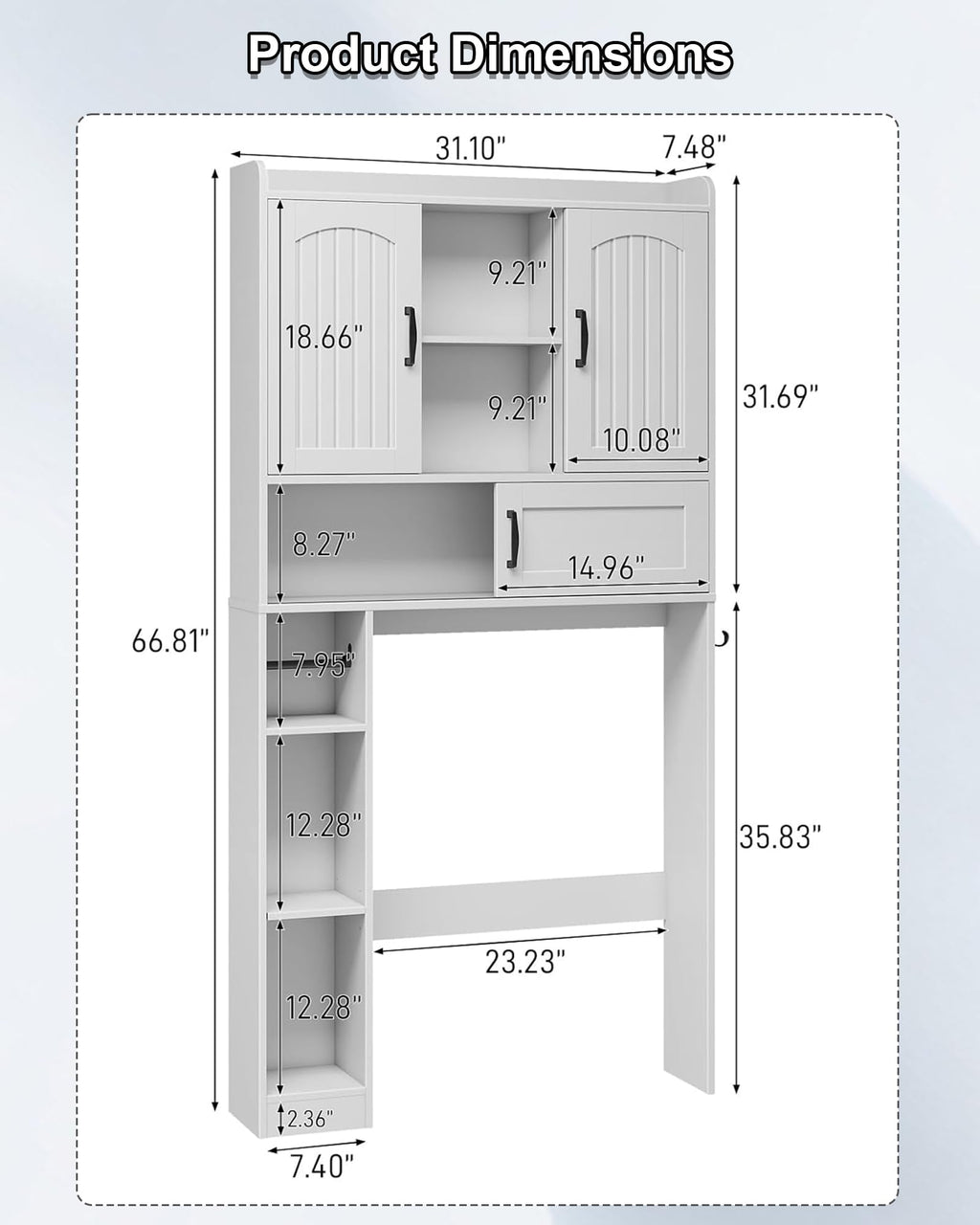 Over The Toilet Cabinet with 2 Barn Doors & Sliding Door, White C329531