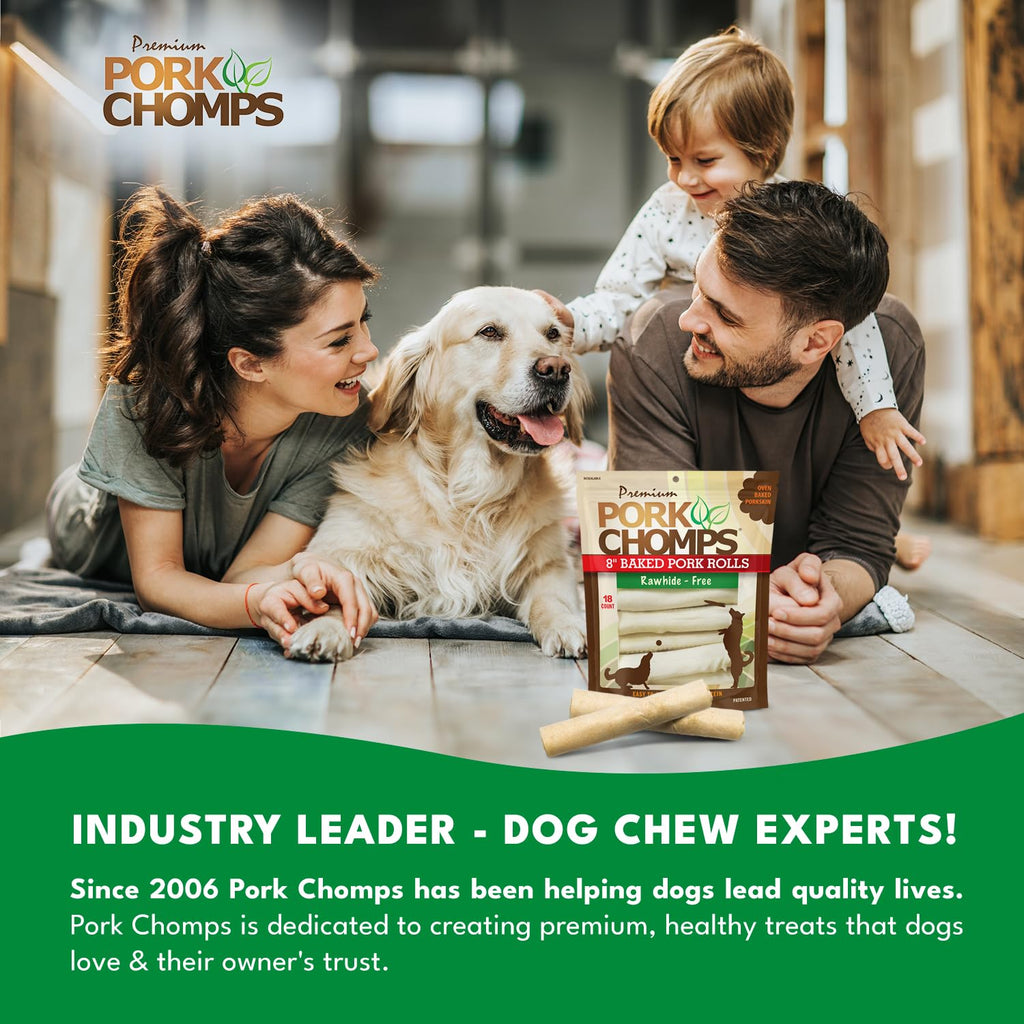 Pork Skin Dog Chews, 8in Rolls, 18ct W170