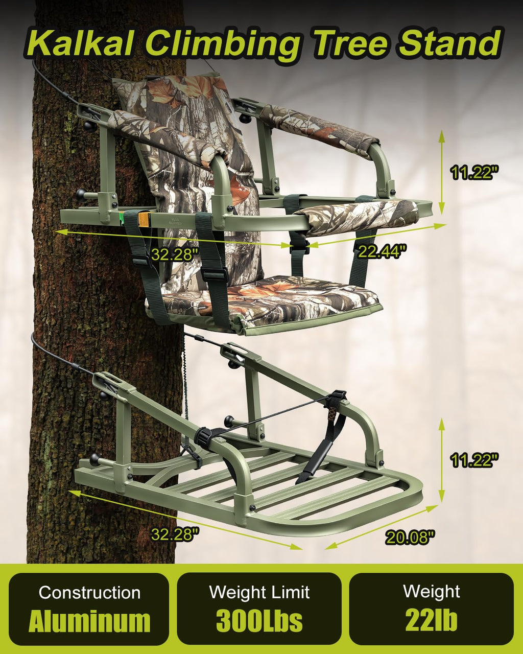 Climbing Tree Stand with Harness and Camo Seat Cushion K31303