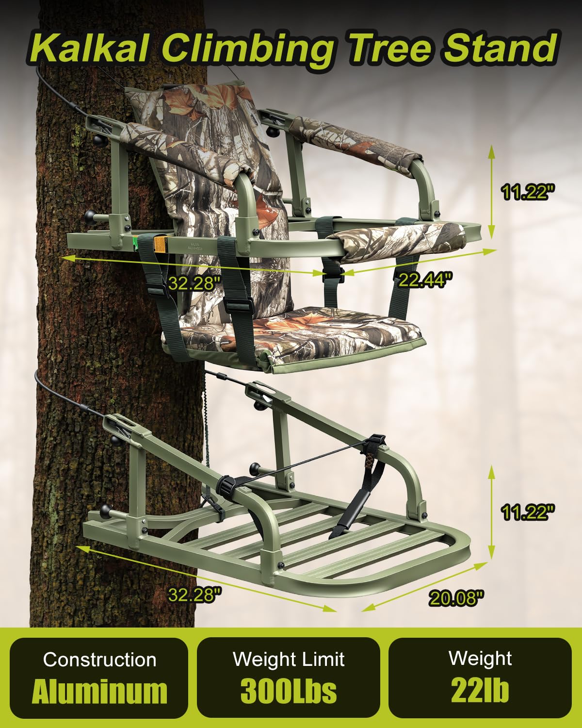 Climbing Tree Stand with Harness and Camo Seat Cushion K31303