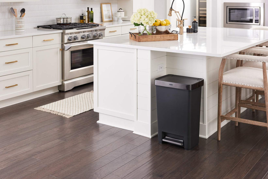 12.4 Gallon Charcoal Step-On Trash Can with Stainless Steel Rim Q5626