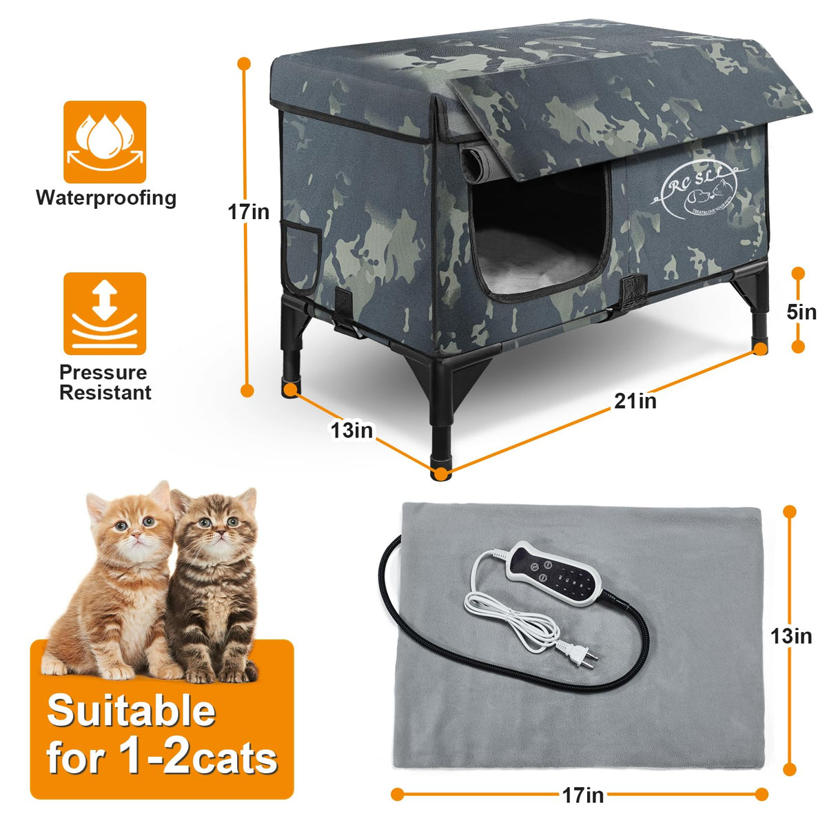 Heated Cat House with Escape Door P2946