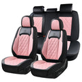 Waterproof Faux Leather Pink & Black Car Seat Covers Full Set I409