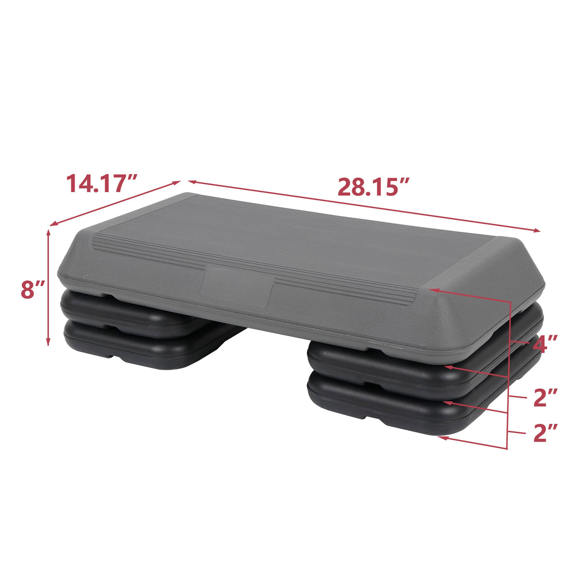 28.5'' Adjustable Exercise Step Platform with 4 Stackable Risers O958364