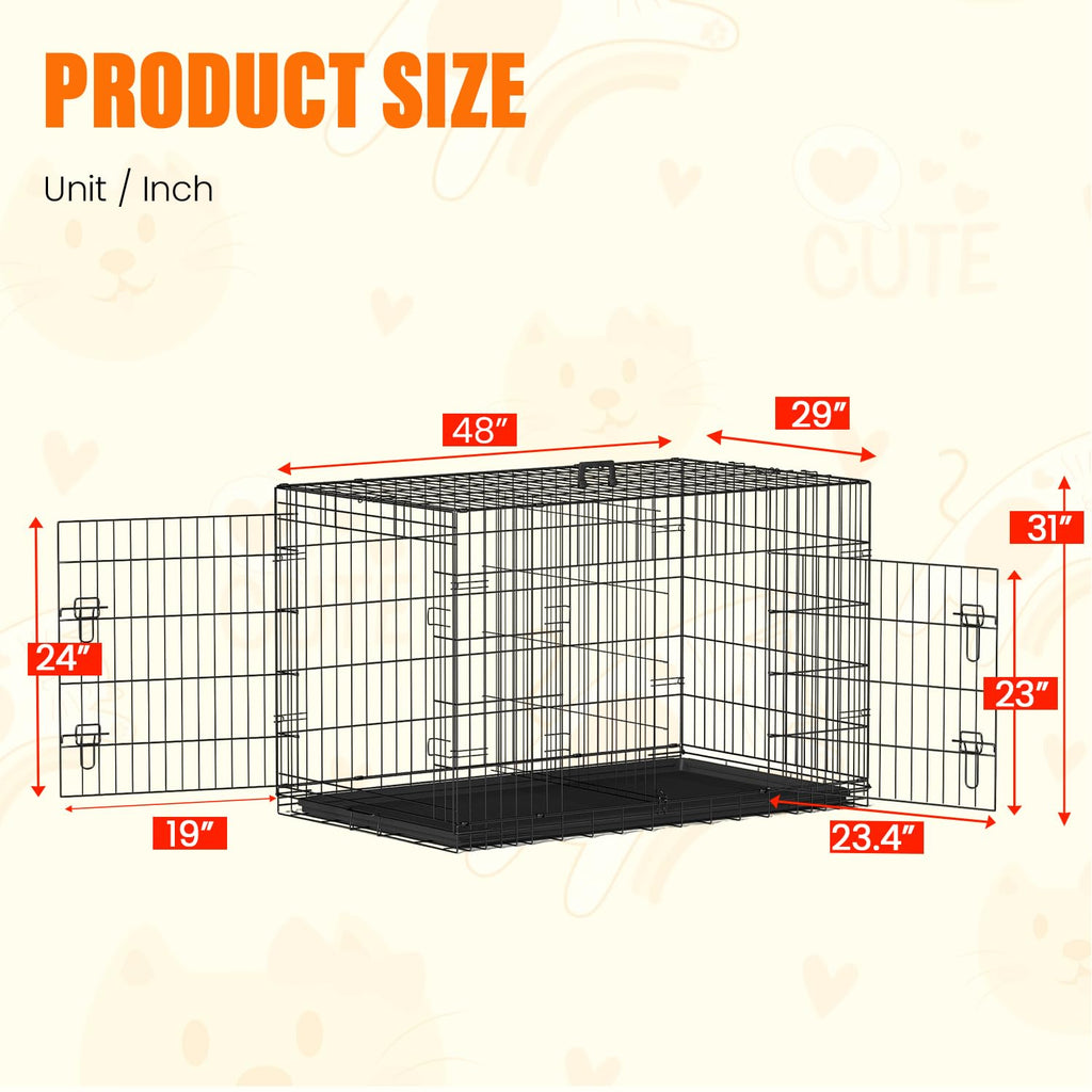 48 Inch Folding Metal Dog Crate Q251501
