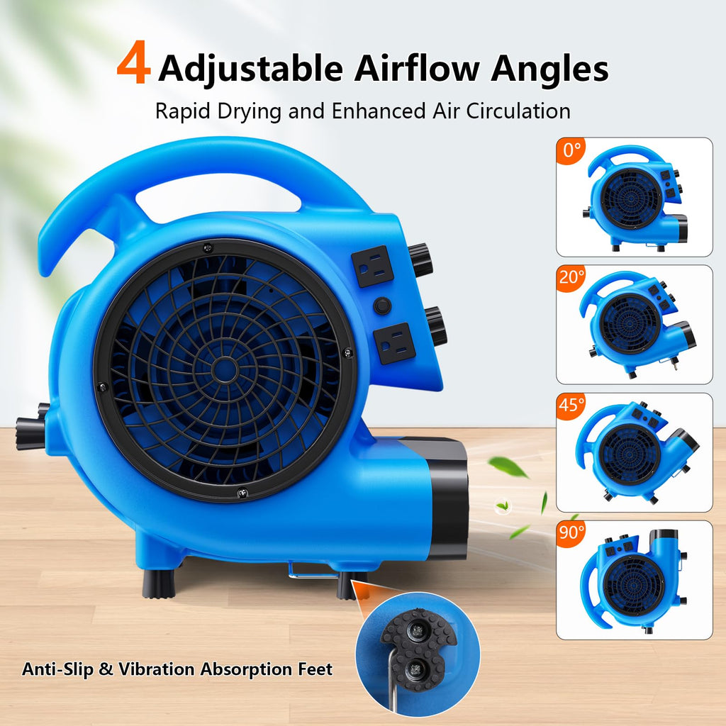 1/4 HP 1000 CFM Portable Air Mover Blower Fan Q56427