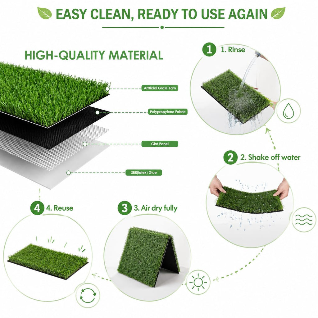 Artificial Grass Dog Potty Pad 24 x 36 in Non-Slip Washable E824