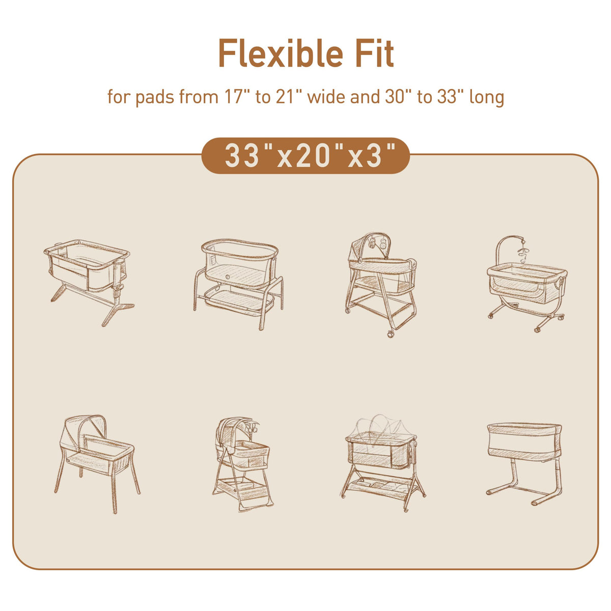 Baby Bedside Sleeper Bassinet Sheets 33x20 Inch 4 Pack E345