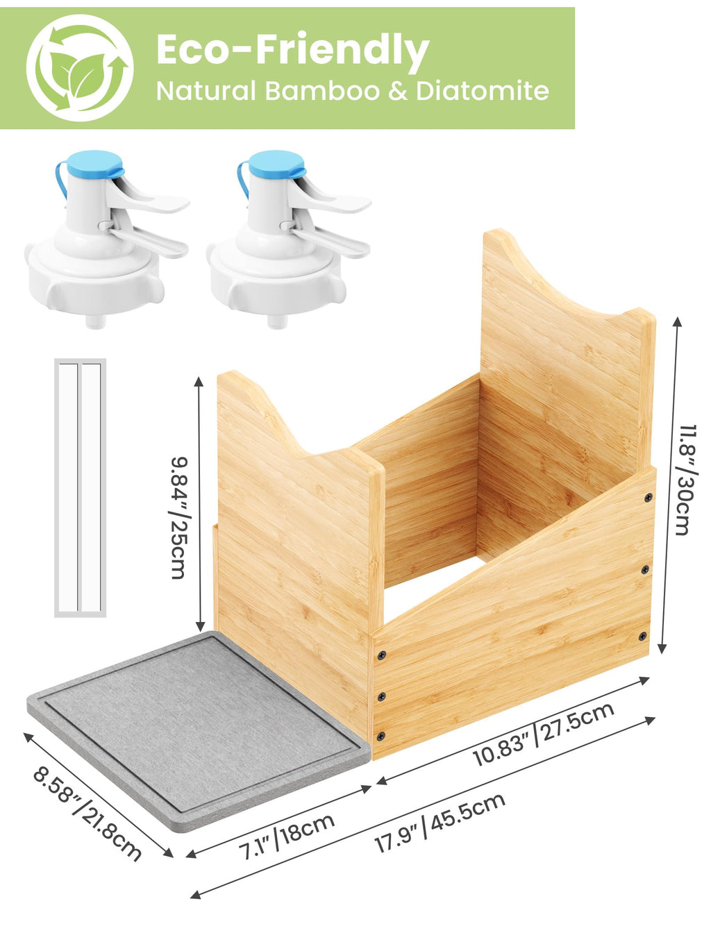 5 Gallon Wood Water Jug Stand with Diatomite U131