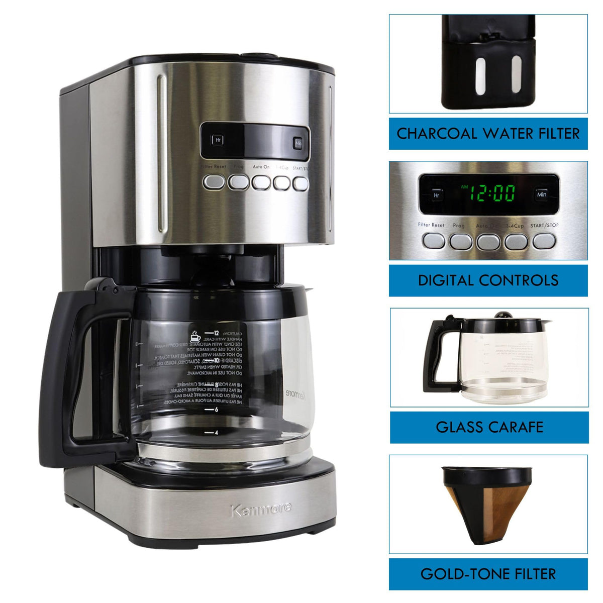 Programmable Drip Coffee Maker with Glass Pot, 12 Cup Black N2762