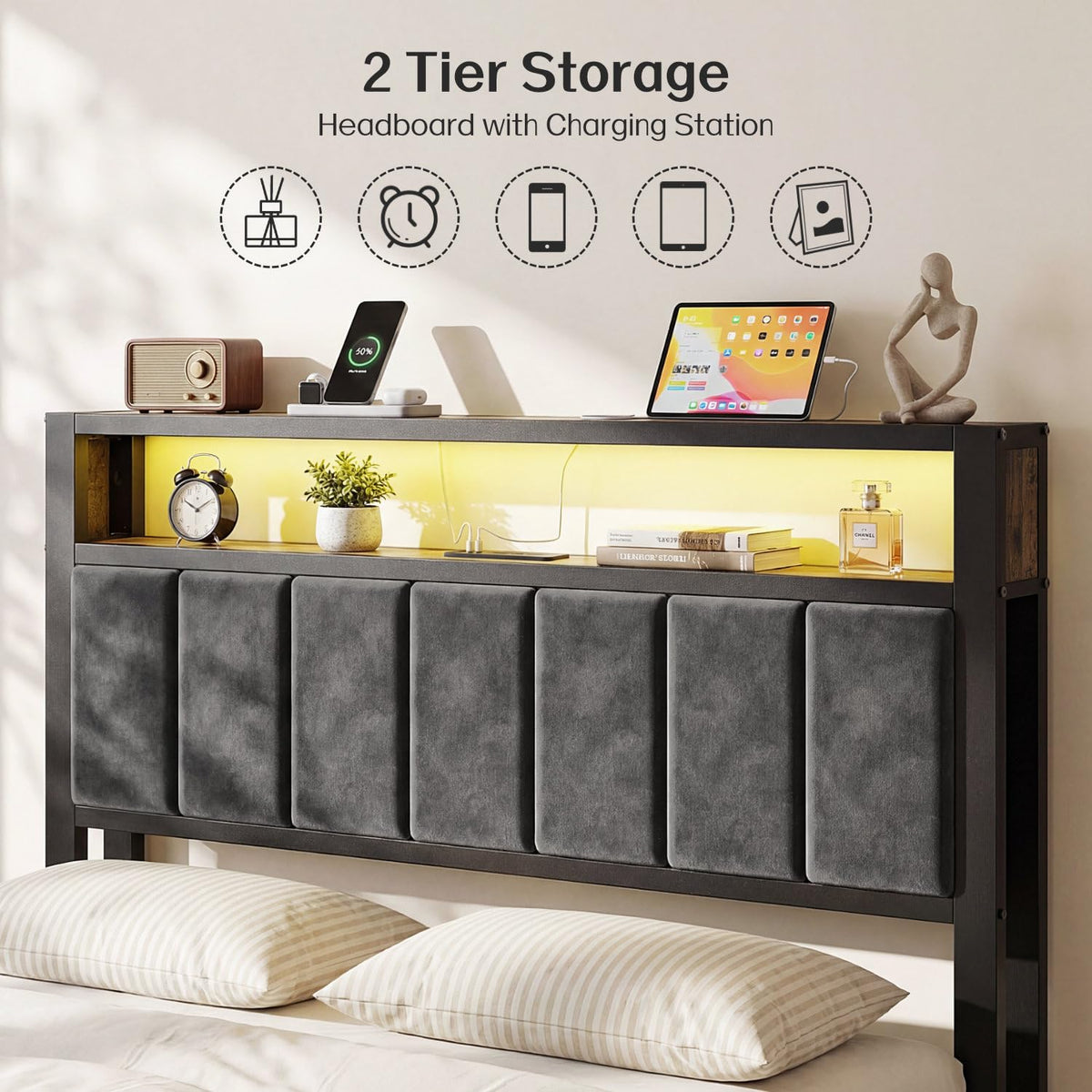 Full Size Bed Frame with Headboard P404