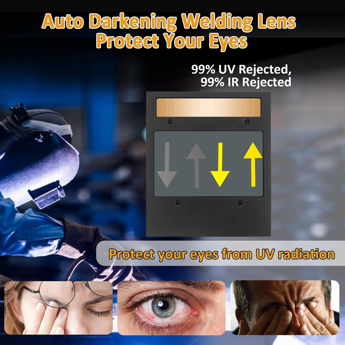 Auto Darkening Welding Lens 5.24" x 4.49" x 0.39" Shade 4/5-13 True Color D1341