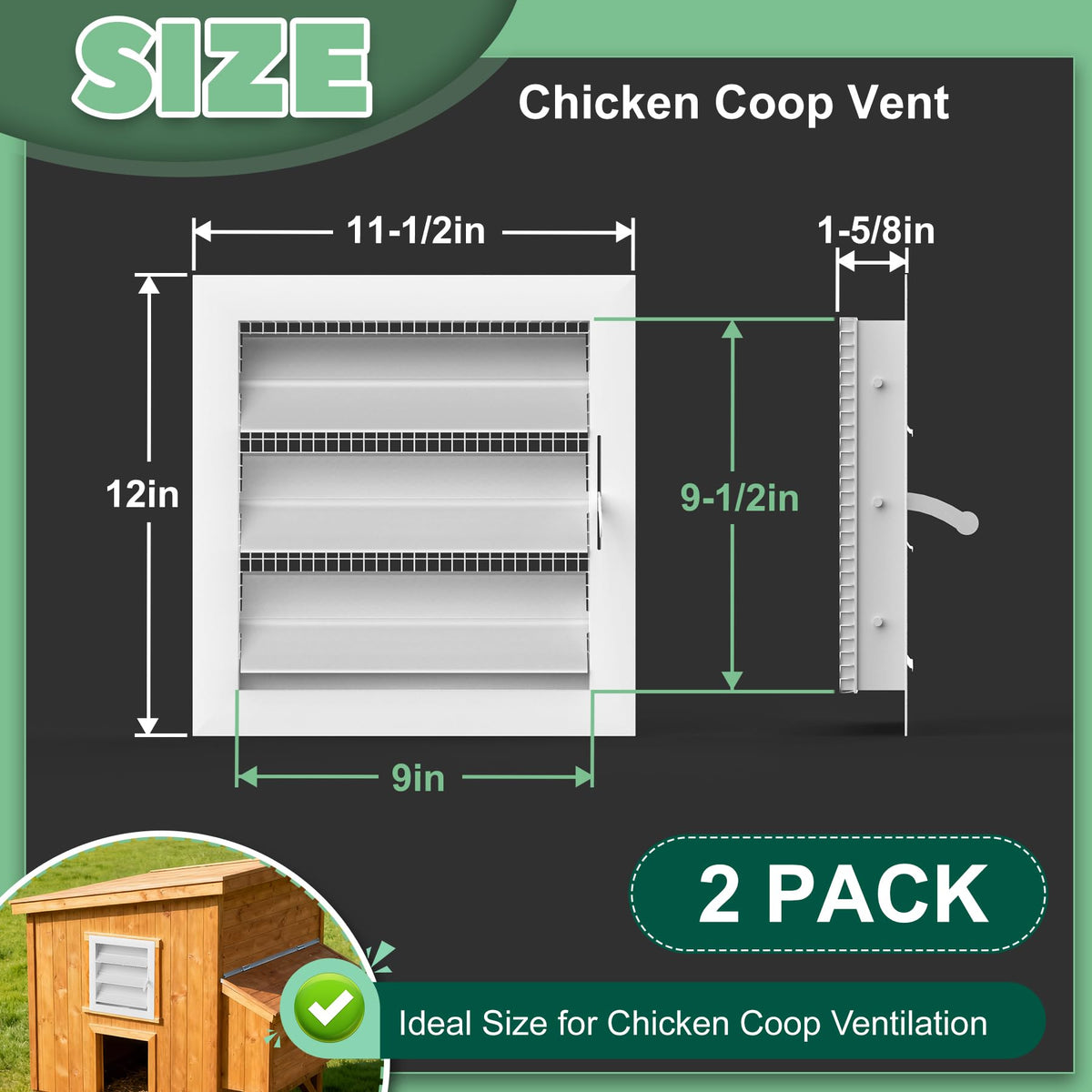 Adjustable Aluminum Alloy Chicken Coop Vent with Screen Mesh I305741