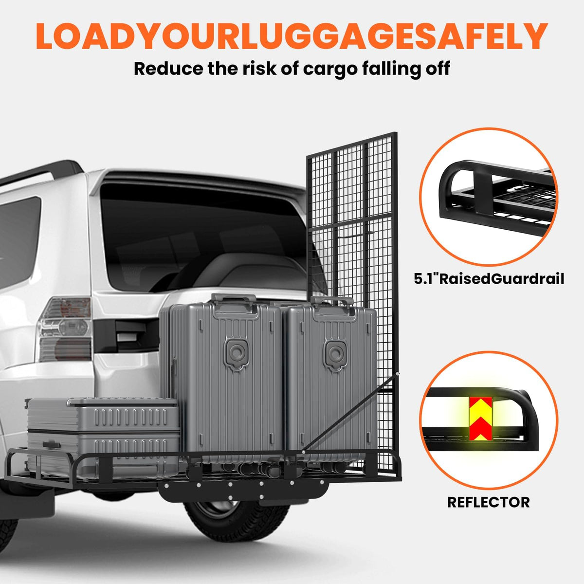 Hitch Cargo Carrier, 800lb Capacity Aluminum Cargo Basket with Folding Ramp M8664