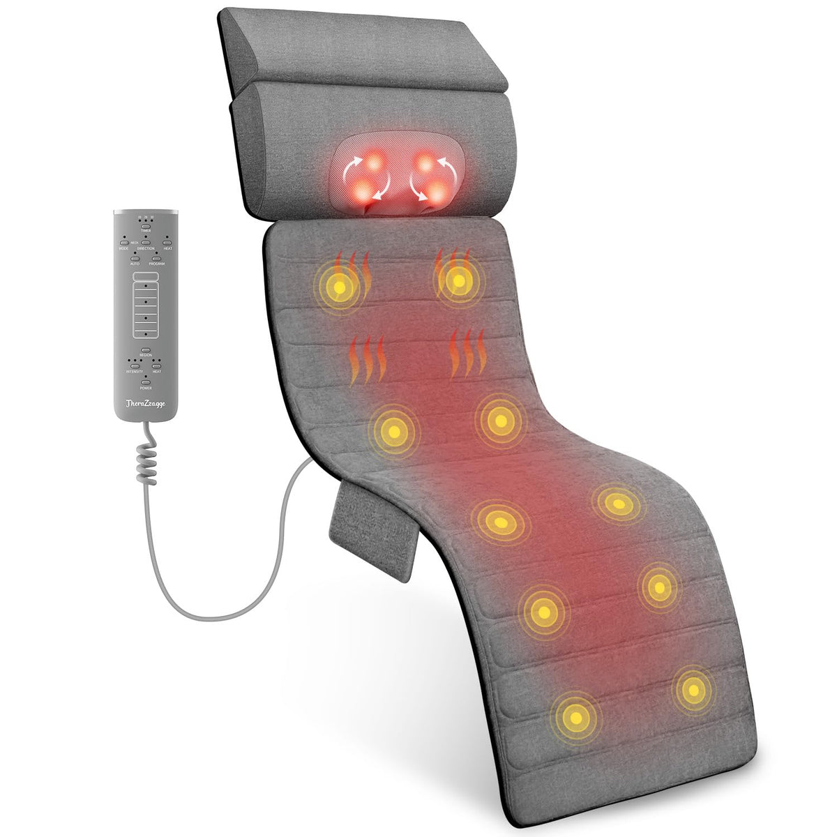 Full Body Massage Mat with Heat Detachable Neck Massager 10 Vibrating Motors H86139