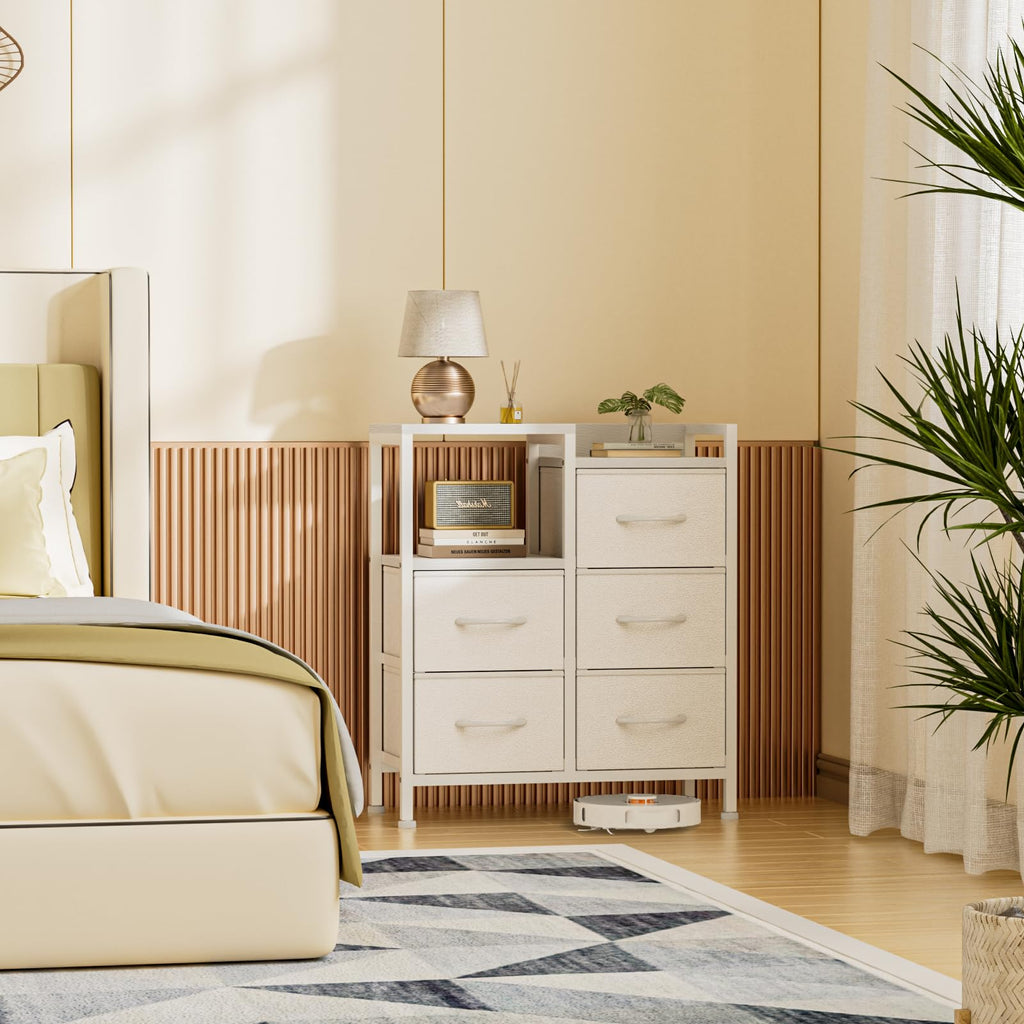 White 4 Drawer Dresser with 5 Storage Bins R818