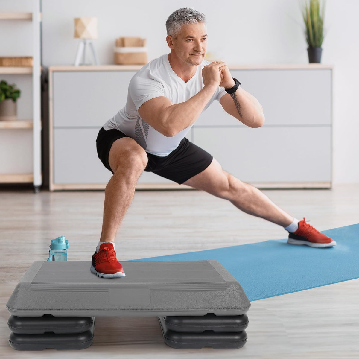 28.5'' Adjustable Exercise Step Platform with 4 Stackable Risers O958364